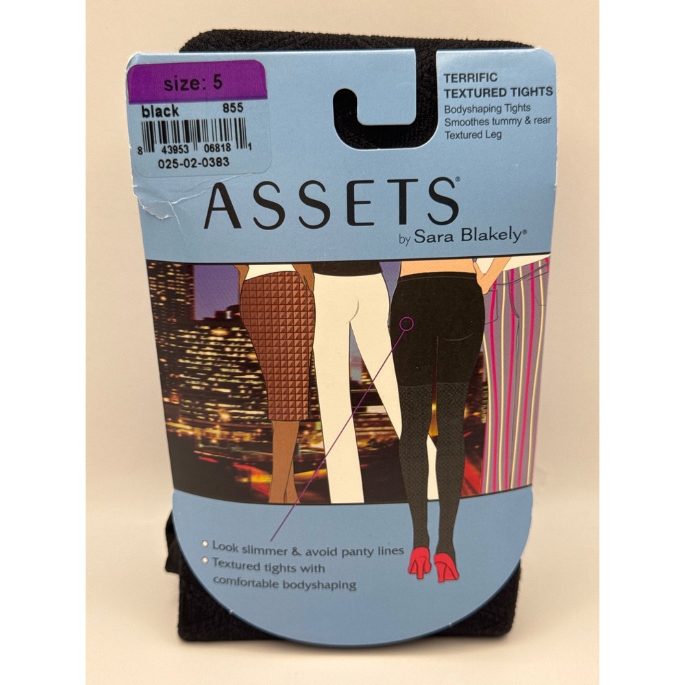 Spanx‎ Assets Terrific Textured Black Tights Bodyshaping Size 5 NWT